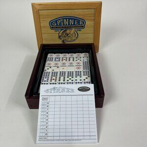 Spinner The Game of Wild Dominoes Wooden Dovetail Box Sealed Dominoes